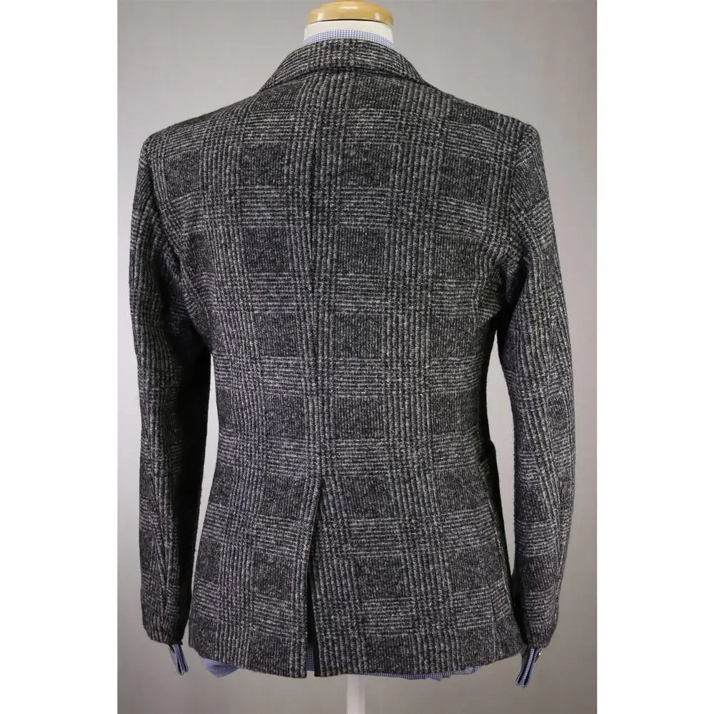 Paul Stuart Current Gray Black Basket Weave Patch Pocket Sweater Blazer 38S